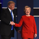 Republican presidential nominee Donald Trump shakes hands with Democratic presidential nominee Hillary Clinton after the first presidential debate at Hofstra University in Hempstead, N.Y., on Sept. 26, 2016.
TIMOTHY A. CLARY/AFP/Getty Images
